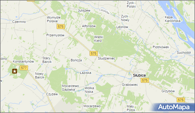 mapa Studzieniec gmina Słubice, Studzieniec gmina Słubice na mapie Targeo