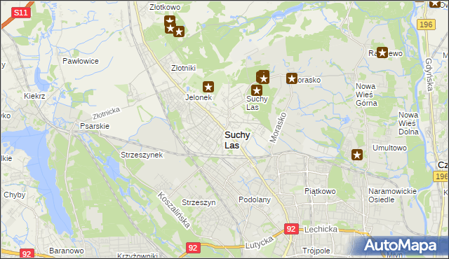 mapa Suchy Las powiat poznański, Suchy Las powiat poznański na mapie Targeo