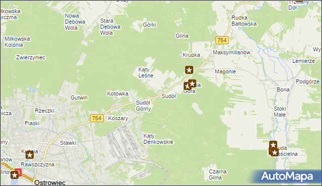 mapa Sudół gmina Bodzechów, Sudół gmina Bodzechów na mapie Targeo