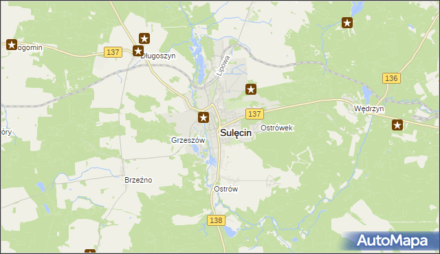 mapa Sulęcin, Sulęcin na mapie Targeo