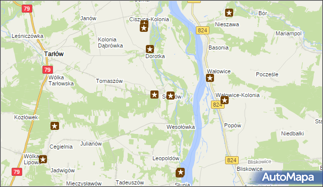 mapa Sulejów gmina Tarłów, Sulejów gmina Tarłów na mapie Targeo