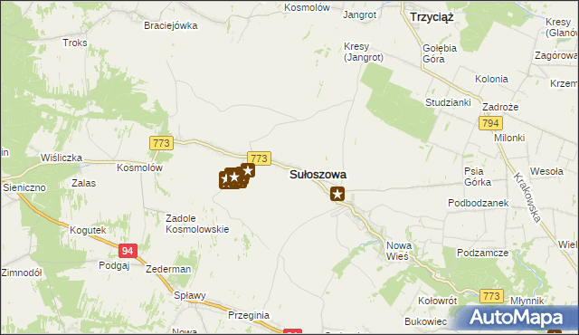 mapa Sułoszowa, Sułoszowa na mapie Targeo