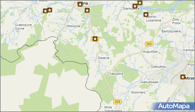 mapa Świecie gmina Leśna, Świecie gmina Leśna na mapie Targeo