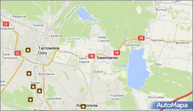 mapa Świerklaniec, Świerklaniec na mapie Targeo