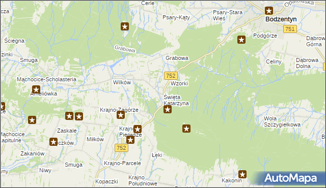 mapa Święta Katarzyna gmina Bodzentyn, Święta Katarzyna gmina Bodzentyn na mapie Targeo