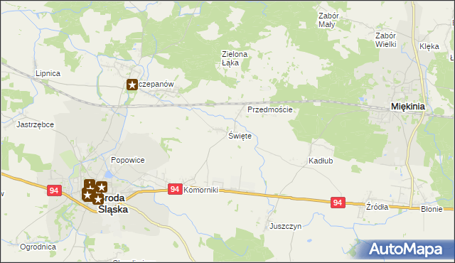 mapa Święte gmina Środa Śląska, Święte gmina Środa Śląska na mapie Targeo