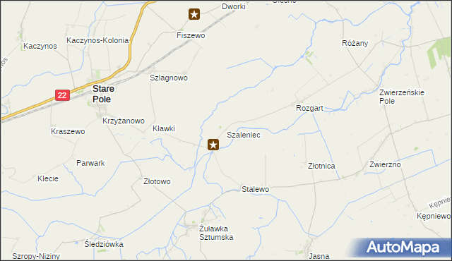 mapa Szaleniec, Szaleniec na mapie Targeo