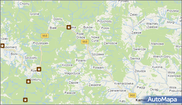 mapa Szczawa, Szczawa na mapie Targeo