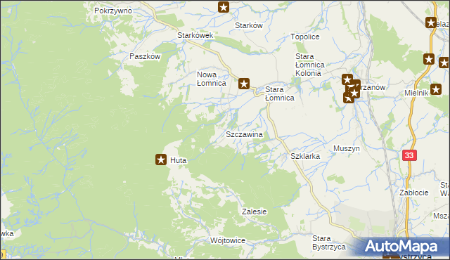 mapa Szczawina, Szczawina na mapie Targeo