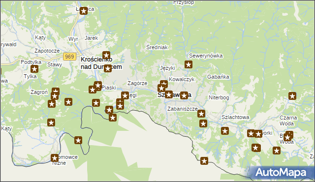 mapa Szczawnica, Szczawnica na mapie Targeo