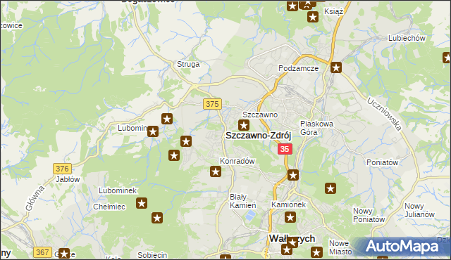 mapa Szczawno-Zdrój, Szczawno-Zdrój na mapie Targeo