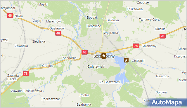 mapa Szczekociny, Szczekociny na mapie Targeo