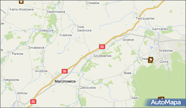 mapa Szczepanów gmina Marcinowice, Szczepanów gmina Marcinowice na mapie Targeo