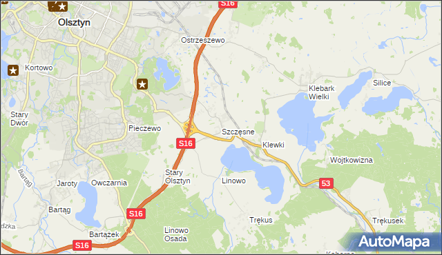 mapa Szczęsne gmina Purda, Szczęsne gmina Purda na mapie Targeo