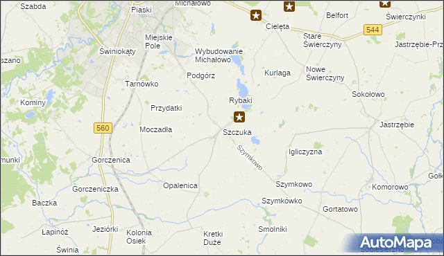 mapa Szczuka, Szczuka na mapie Targeo