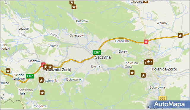 mapa Szczytna powiat kłodzki, Szczytna powiat kłodzki na mapie Targeo