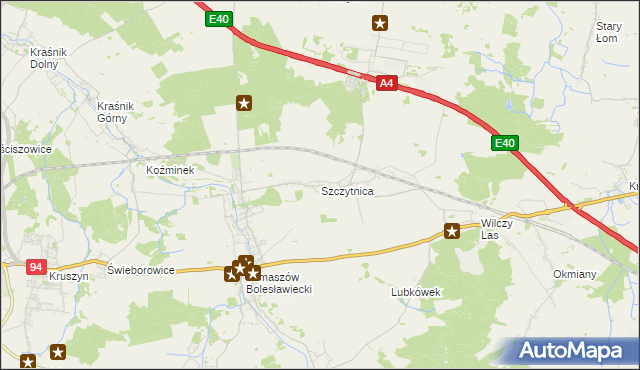 mapa Szczytnica, Szczytnica na mapie Targeo