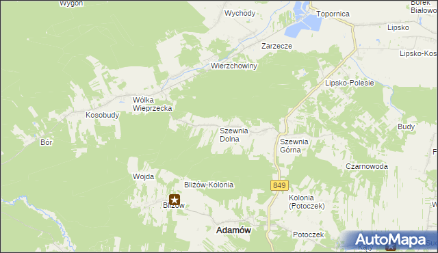 mapa Szewnia Dolna, Szewnia Dolna na mapie Targeo