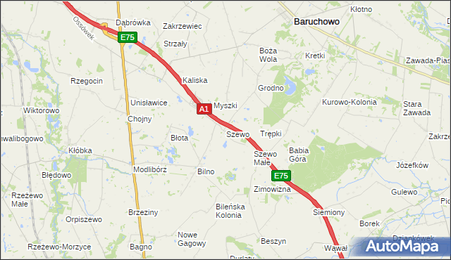 mapa Szewo, Szewo na mapie Targeo