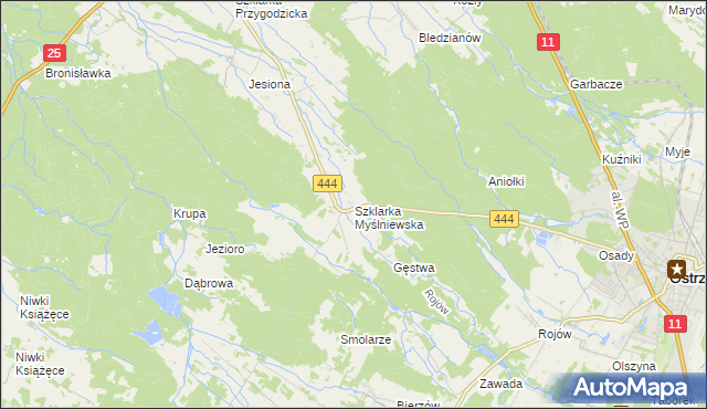 mapa Szklarka Myślniewska, Szklarka Myślniewska na mapie Targeo