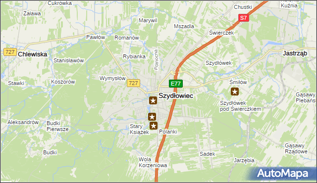 mapa Szydłowiec, Szydłowiec na mapie Targeo