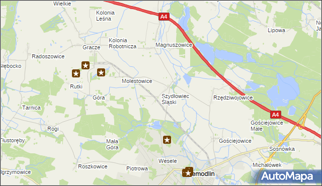 mapa Szydłowiec Śląski, Szydłowiec Śląski na mapie Targeo