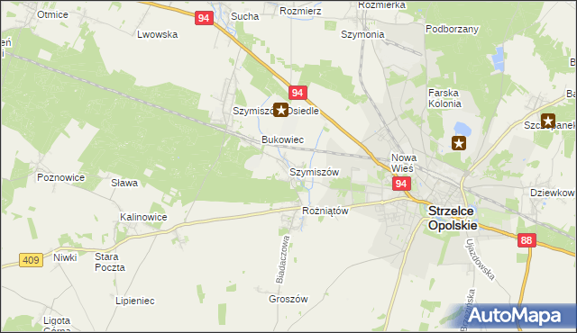 mapa Szymiszów, Szymiszów na mapie Targeo