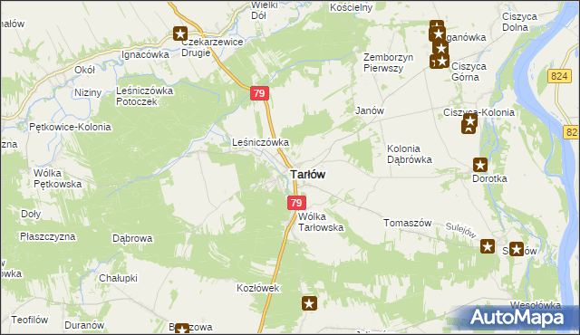 mapa Tarłów, Tarłów na mapie Targeo