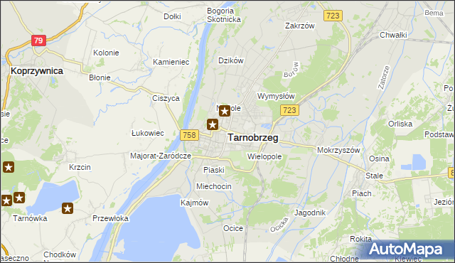 mapa Tarnobrzegu, Tarnobrzeg na mapie Targeo