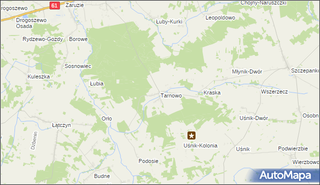 mapa Tarnowo gmina Miastkowo, Tarnowo gmina Miastkowo na mapie Targeo