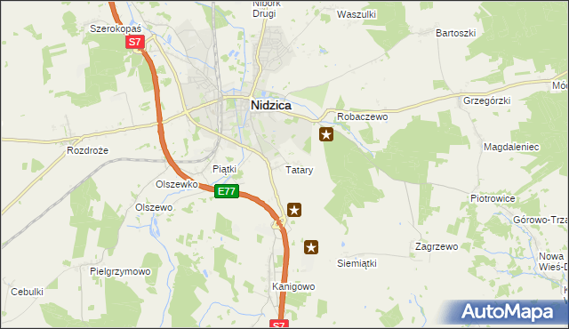 mapa Tatary gmina Nidzica, Tatary gmina Nidzica na mapie Targeo