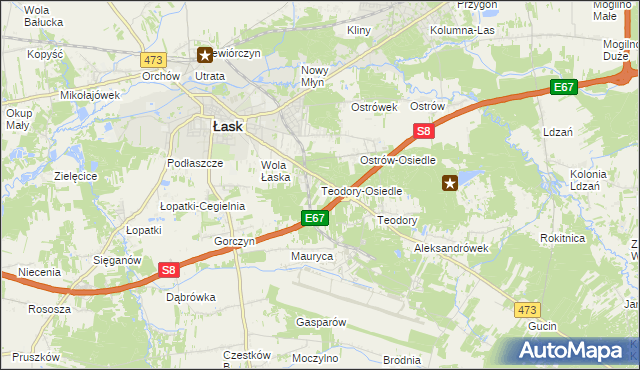 mapa Teodory-Osiedle, Teodory-Osiedle na mapie Targeo