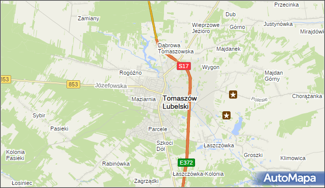 mapa Tomaszów Lubelski, Tomaszów Lubelski na mapie Targeo