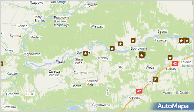 mapa Troniny, Troniny na mapie Targeo