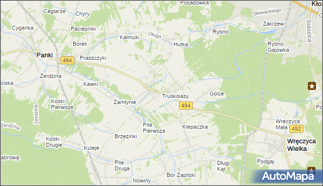 mapa Truskolasy gmina Wręczyca Wielka, Truskolasy gmina Wręczyca Wielka na mapie Targeo