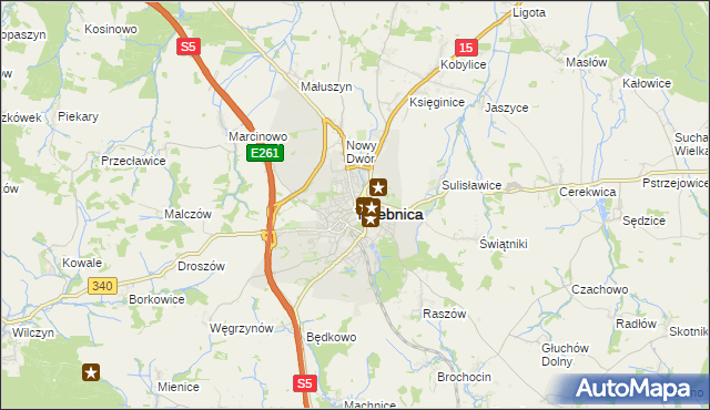 mapa Trzebnica, Trzebnica na mapie Targeo