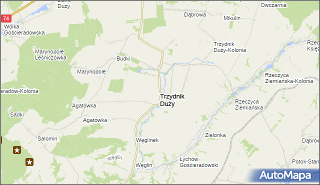 mapa Trzydnik Duży, Trzydnik Duży na mapie Targeo