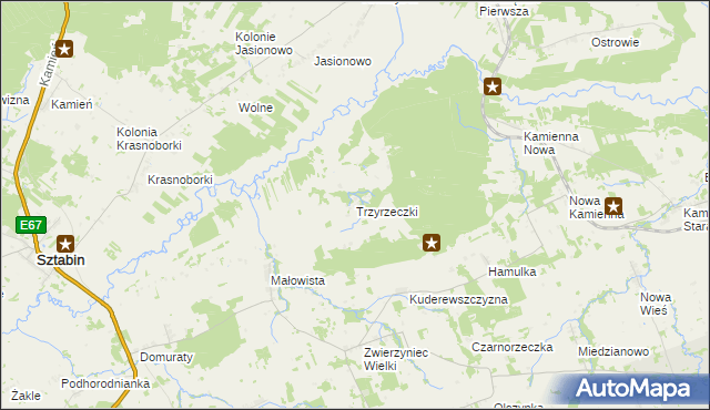 mapa Trzyrzeczki, Trzyrzeczki na mapie Targeo