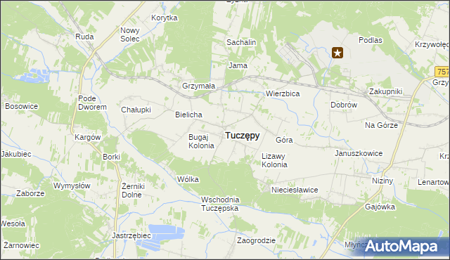 mapa Tuczępy powiat buski, Tuczępy powiat buski na mapie Targeo