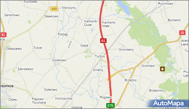 mapa Turzno gmina Łysomice, Turzno gmina Łysomice na mapie Targeo