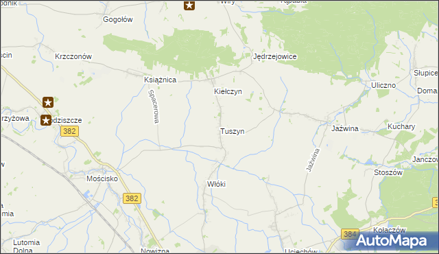 mapa Tuszyn gmina Dzierżoniów, Tuszyn gmina Dzierżoniów na mapie Targeo