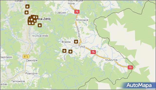 mapa Tylicz, Tylicz na mapie Targeo