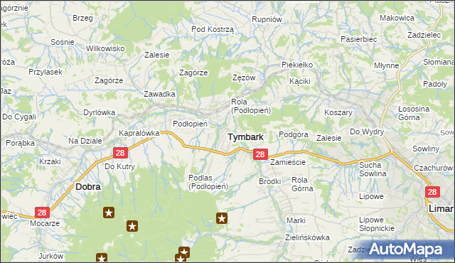 mapa Tymbark, Tymbark na mapie Targeo