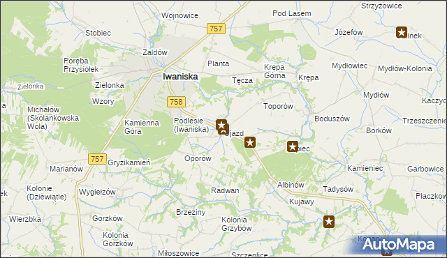 mapa Ujazd gmina Iwaniska, Ujazd gmina Iwaniska na mapie Targeo