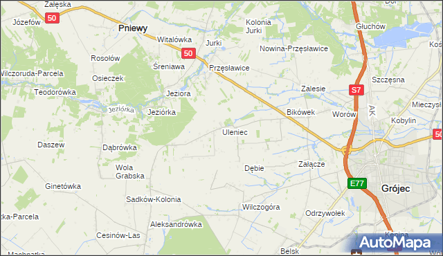 mapa Uleniec, Uleniec na mapie Targeo