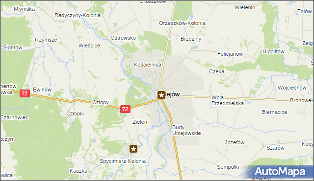 mapa Uniejów, Uniejów na mapie Targeo