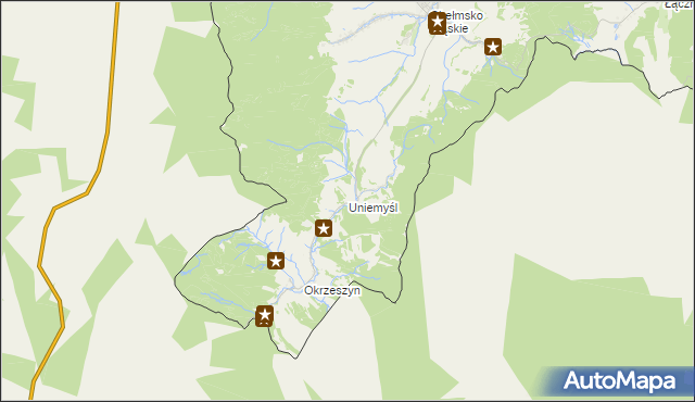 mapa Uniemyśl gmina Lubawka, Uniemyśl gmina Lubawka na mapie Targeo