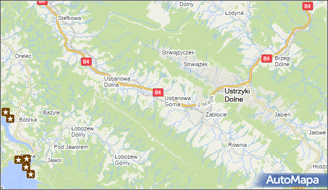 mapa Ustjanowa Górna, Ustjanowa Górna na mapie Targeo