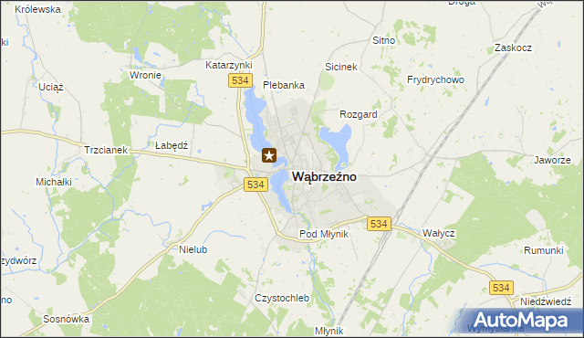 mapa Wąbrzeźno, Wąbrzeźno na mapie Targeo