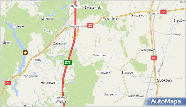 mapa Waćmierz, Waćmierz na mapie Targeo